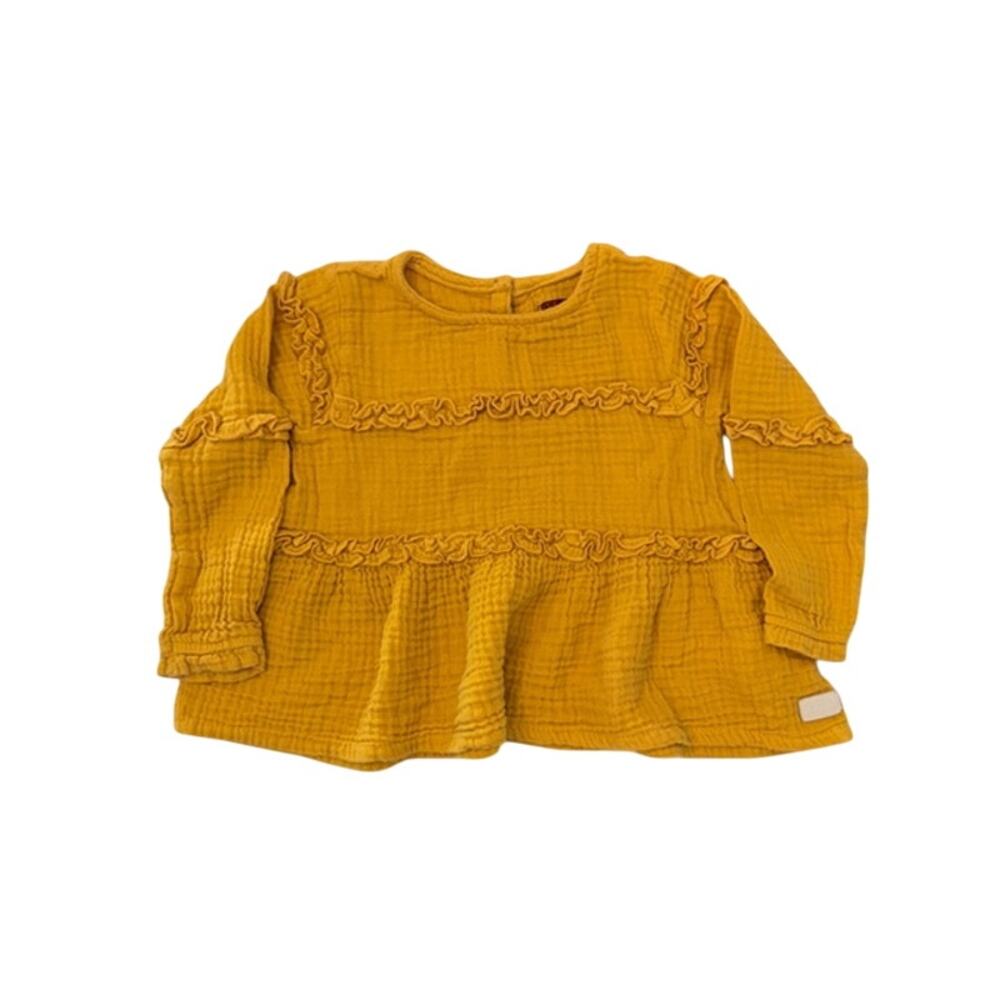 7 for All Mankind Baby Girl Toddler 24 Mo Shirt Ruffle Tiered Top Yellow